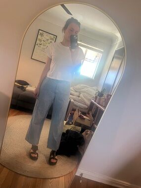 Polder Paris Lightweight Summer Denim cropped wide leg jeans